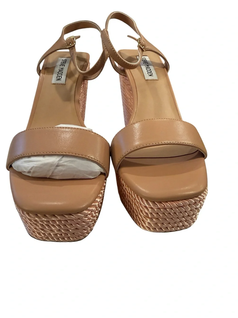 Steve Madden Tory Twist Wedge Sandals Rope Platform Ankle Strap Pink 8.5 NEW